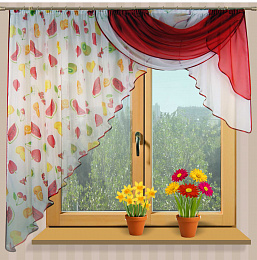 Штора "Фуэте фрукты" (красный) прав.