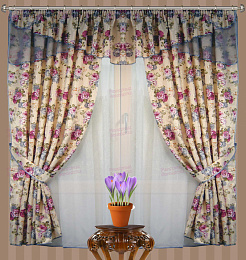 Комплект штор "Жасмин" (серый/розовый)