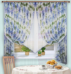 Штора "Букет" (синий)