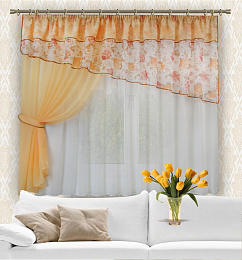 Комплект штор "Утро" (персиковый) прав.